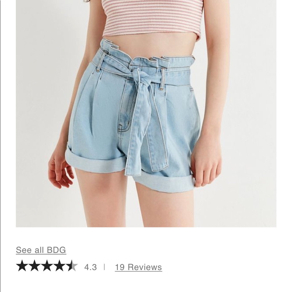 BDG paper bag denim shorts